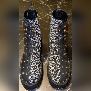 Crystal Leopard Combat Boots